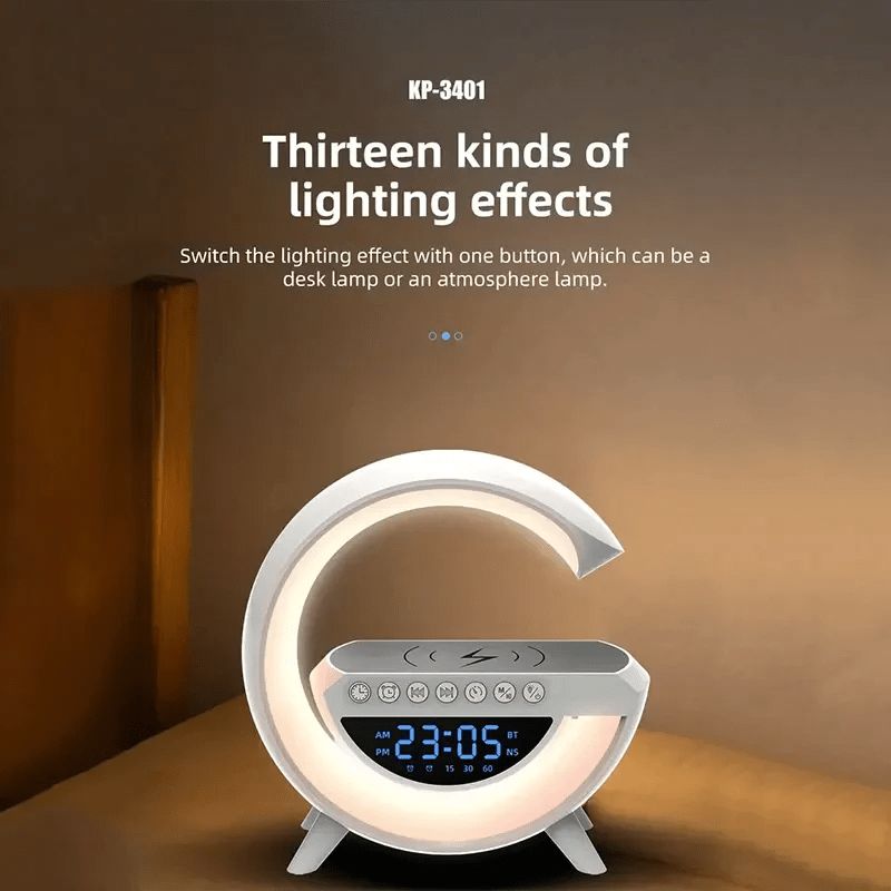 BT3401 G-Shaped Bluetooth Speaker with Clock & RGB Lights